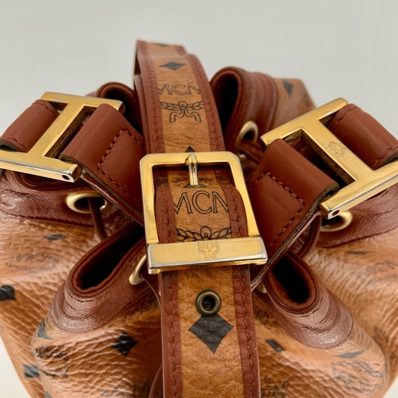 VGUC Authentic MCM Visetos Drawstring Bucket Shoulder Bag - Picture 12 of 15